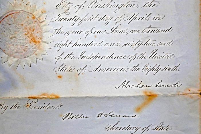 Appraisal: 1862 Lincoln Signed Document, from Our 50 States.