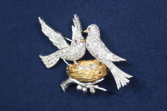 Appraisal: Diamond & Ruby Bird Brooch, ca. 1935, in New Orleans Hour 2.