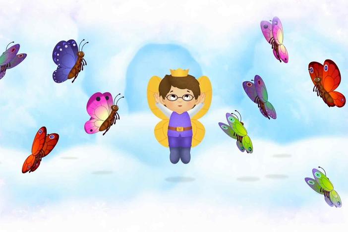 Prince Wednesday imagines he's flying with butterfly wings!