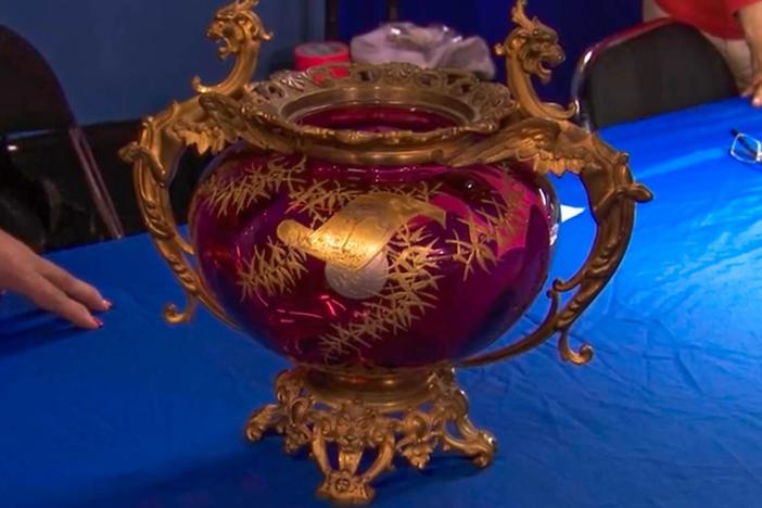 Appraisal: Moser Cranberry Glass Vase, ca. 1920