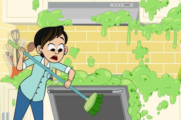 Lyla, Stu, and Everett bake a cake, but it turns into a big green mess.