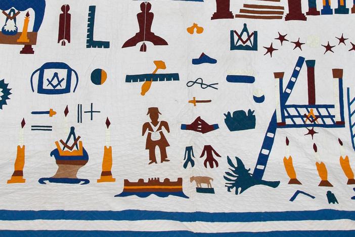 Appraisal: Appliquéd Masonic Quilt, ca. 1875, from Myrtle Beach Hour 2.