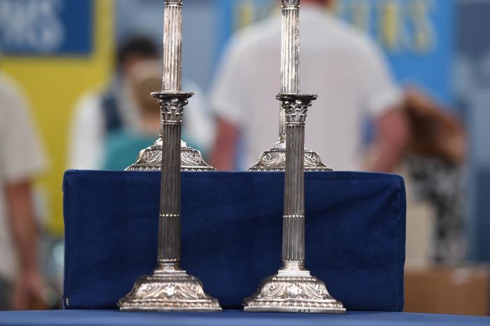 Appraisal: 1761 George III Columnar Candlestick Set, from Fort Worth Hour 3.