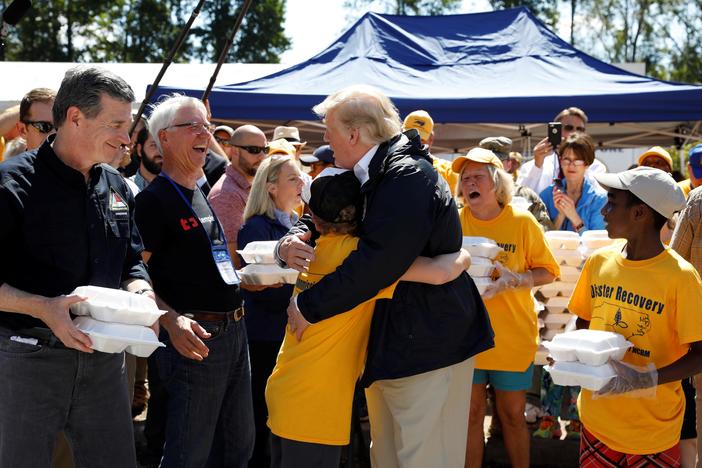 President Donald Trump gets first-hand look at Hurricane Florence distress.