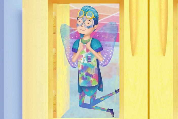 Pinkalicious and Peter meet Pantonio, the fairy who makes all of the colors in Fairyland.