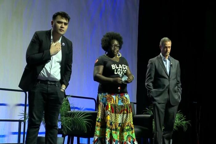 Bernie Sanders & Martin O’Malley were greeted by protesters at Black Lives Matter