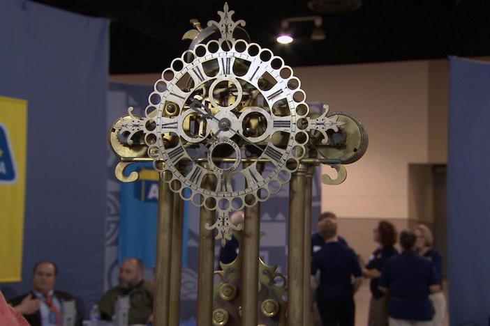 Appraisal: James Cohen Brass Skeleton Clock, ca. 1865, from Omaha Hr 3.