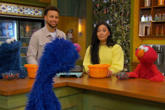 Stephen and Ayesha Curry are challenged to compete in cooking a healthy breakfast.