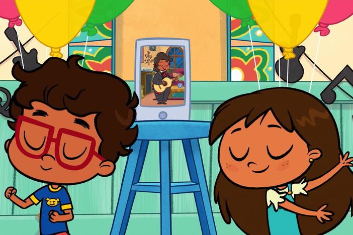 Rosie and Javi come up with a creative way to play Abuela's song for Noche de Baile.