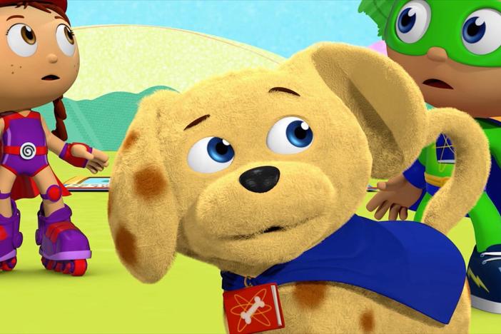 There's a puppy in trouble - stuck in a big apple tree! Woofster defines "enormous". 