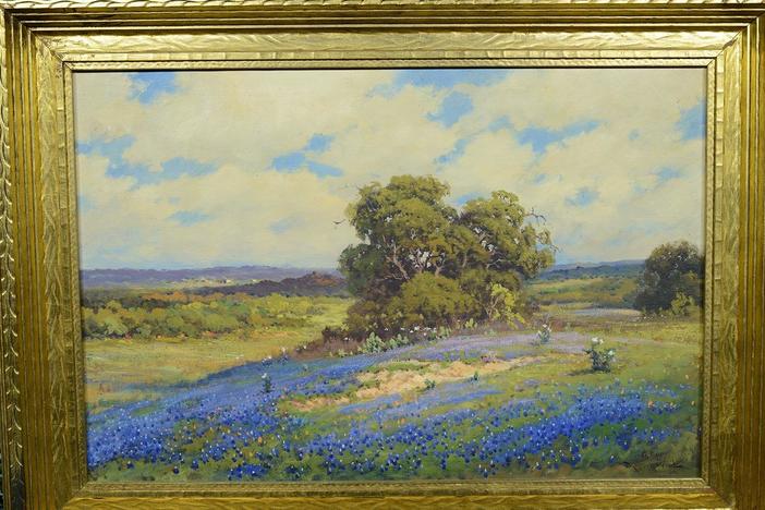 Appraisal: Robert Wood Bluebonnets Oil, ca. 1930