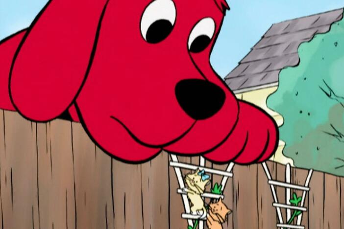 Cleo and T-Bone are helpful. / Clifford wrangles some kittens.
