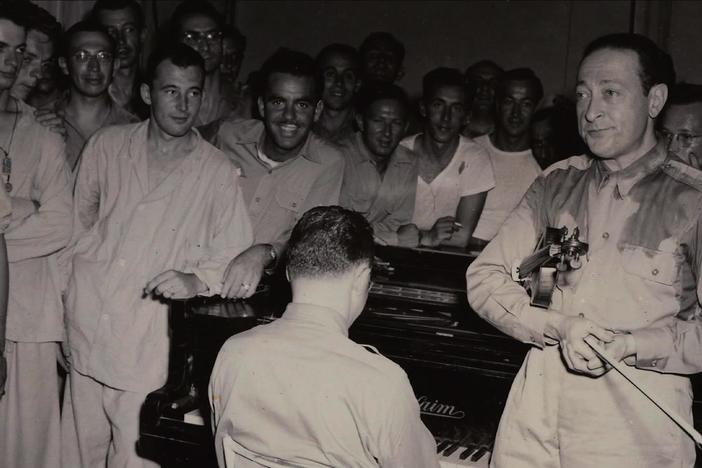 Violinist Jascha Heifetz toured military bases for the USO during World War II.