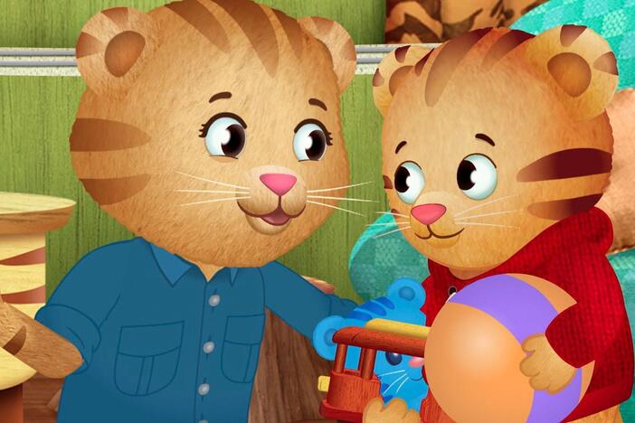 Daniel is spending the day with Mom Tiger! They fix up an old wagon together.