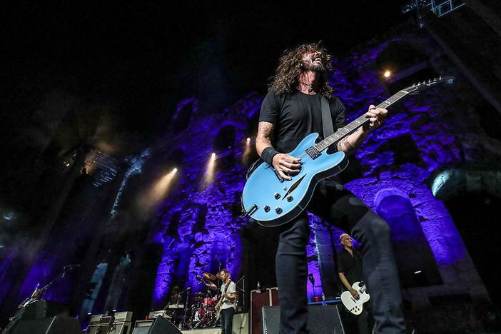 Multi-Grammy-winning rock band Foo Fighters perform "The Pretender" at the Acropolis.