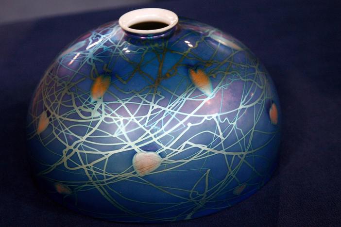 Appraisal: Steuben Blue Iridescent Shade, ca. 1915, from Orlando City Hour 2