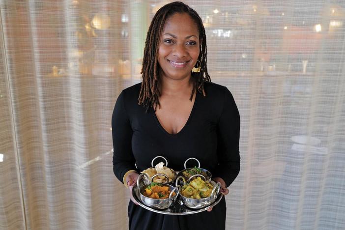 Jeanine Prime brings Goat Curry to a potluck for Lidia's special 'Flavors That Define Us'.
