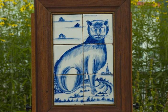 Appraisal: Dutch Cat Portrait Tile Panel, ca. 1880