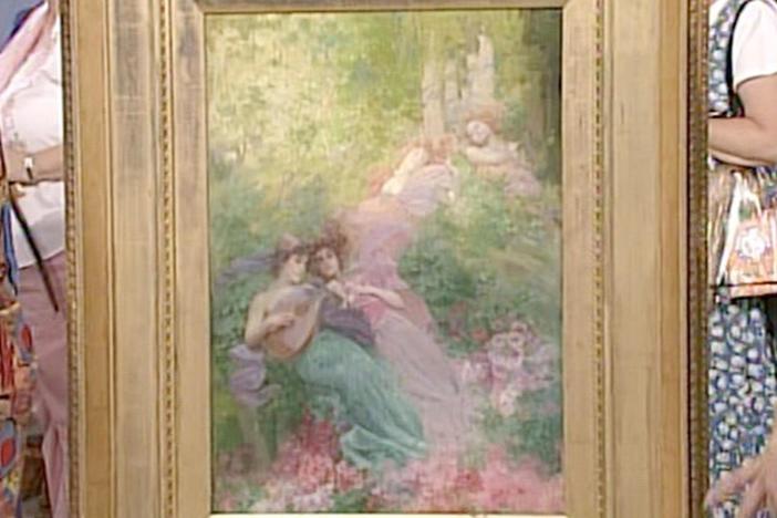 Appraisal: Henry Siddons Mowbray Painting, ca. 1895, in Vintage Austin.