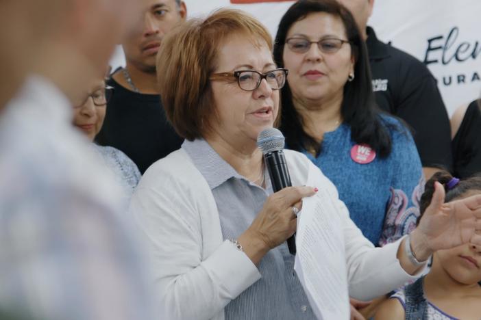 Maria Elena Durazos campaigns with Latinx union activists.