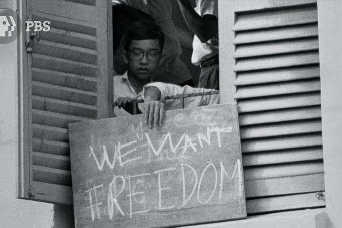 Students across South Vietnam protest the government's treatment of Buddhist monks.