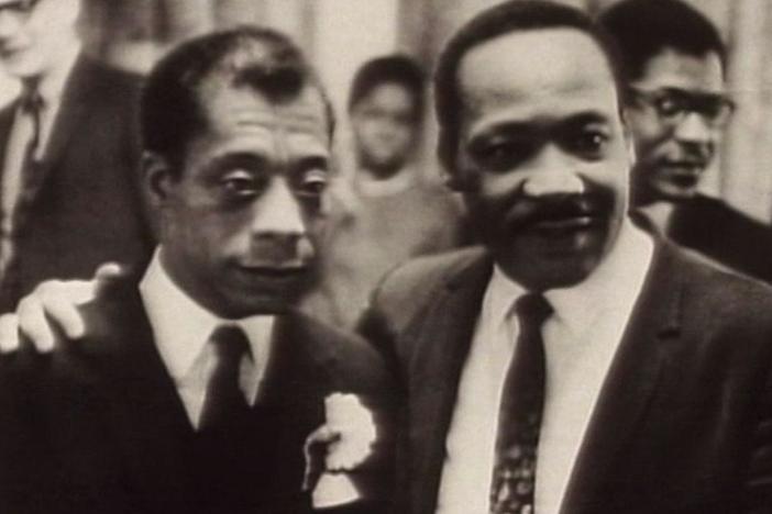 Features highlights of Baldwin's deep involvement in the Civil Rights Movement.