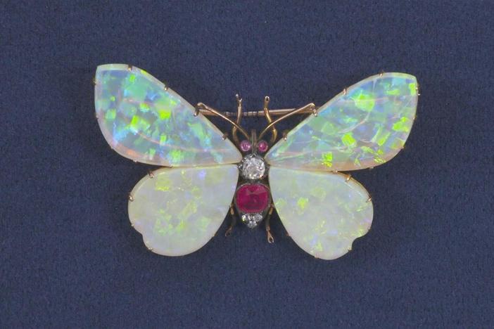 Appraisal: Opal, Diamond & Ruby Butterfly Brooch, ca. 1800