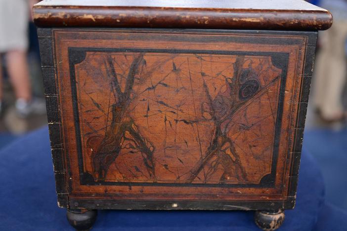 Appraisal: 1837 New York Grain-painted Pine Lock Box, in Orlando Hour 3.