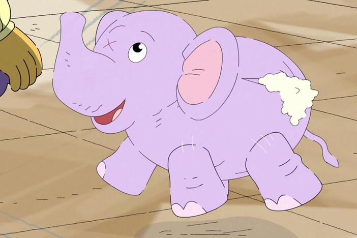 Muffy is on the hunt for her imaginary friend in her family's basement.