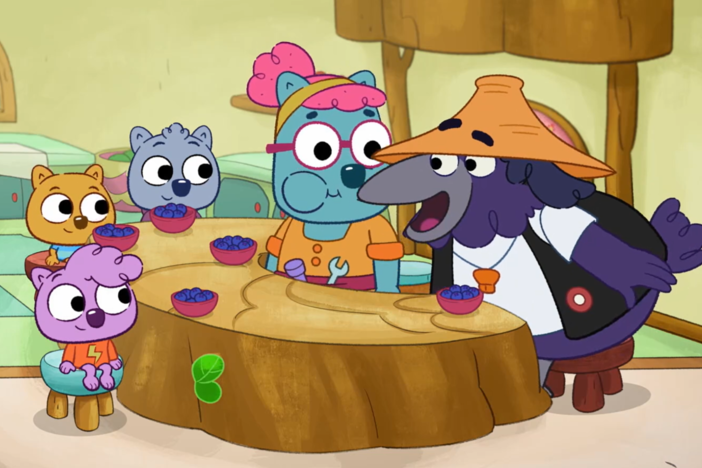 Chanáa gives the Wombats a riddle to solve.