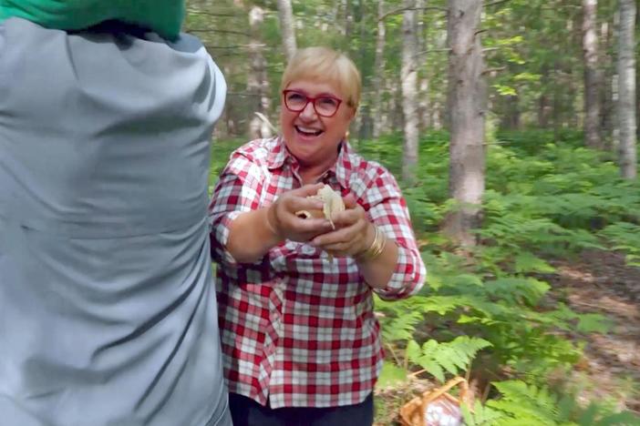 In Petoskey, MI, Lidia joins Justin Rashid foraging for mushrooms with his grandson.