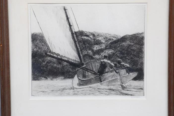 Appraisal: 1922 Edward Hopper Etching, "The Cat Boat," from Boise Hour 2.