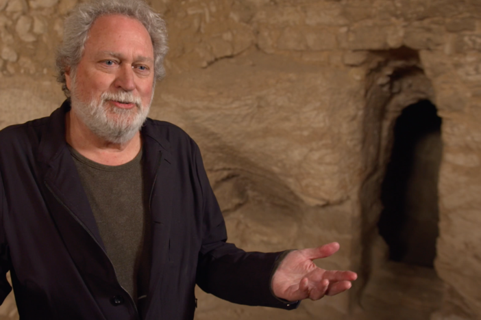 Professor James Tabor visits a recently excavated first century house.