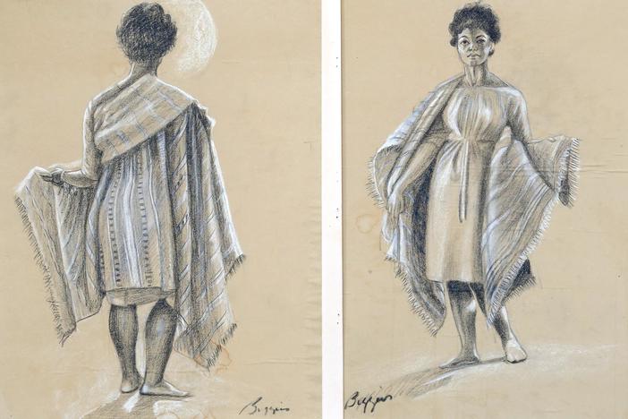 Appraisal: John Biggers Drawings, ca. 1960, from Baton Rouge Hour 3.