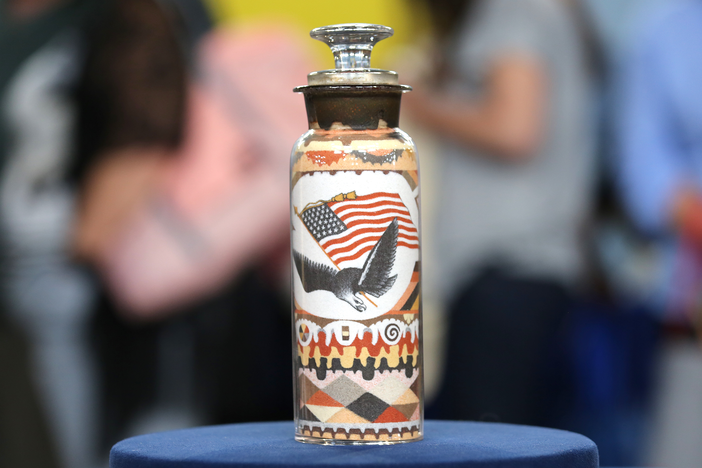 Appraisal: 1880 Andrew Clemens Sand Art Bottle, in Harrisburg Hour 1.