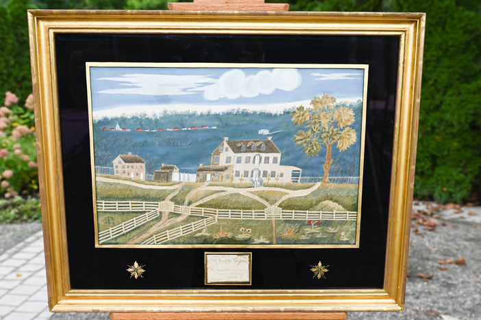 Appraisal: American Pictorial Needlework, ca. 1822