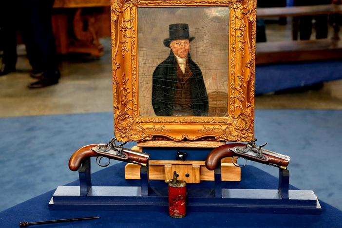 Appraisal: William Perry Portrait & Pistols, ca. 1790