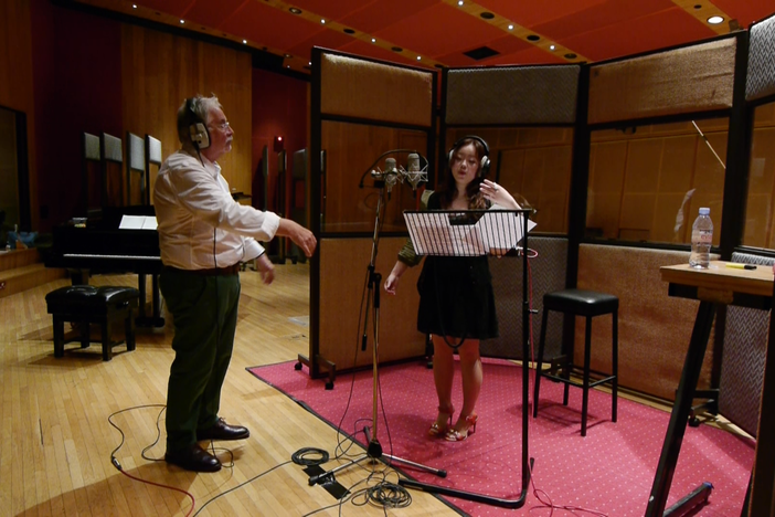 Composer Howard Davidson and soprano Wu He record the music for The Story of China.