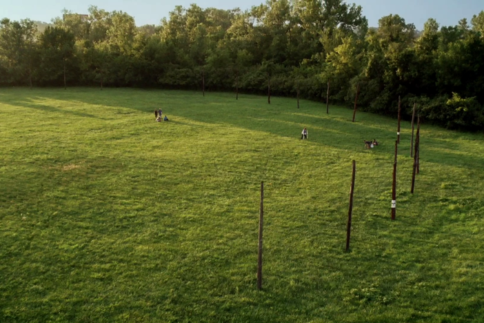 An archaeology team work to uncover remains of a celestial calendar at Cahokia.