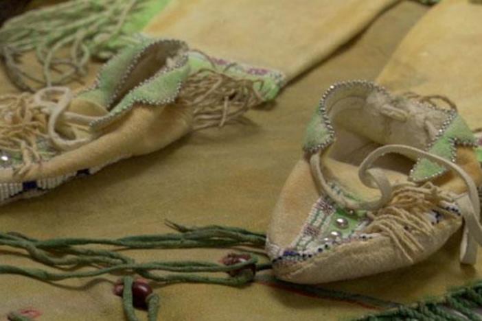 Beadworker Teri Greeves shows us the outfit made for her son's naming ceremony.