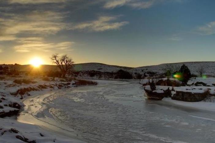 This time-lapse shot was taken at 5 am in -7 degree weather by the Custer production team.