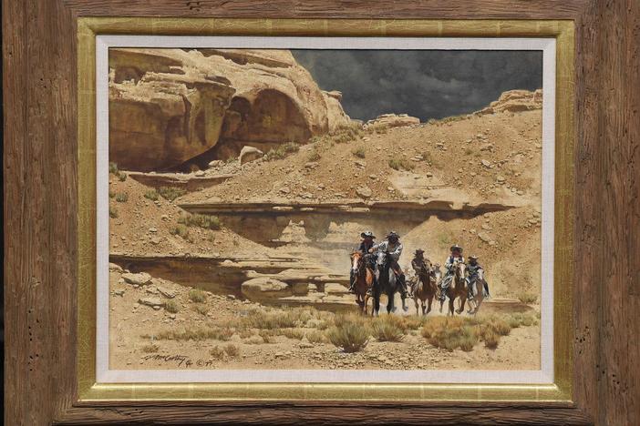 Appraisal: 1977 Frank McCarthy "On the Owl Hoot Trail" Oil Painting