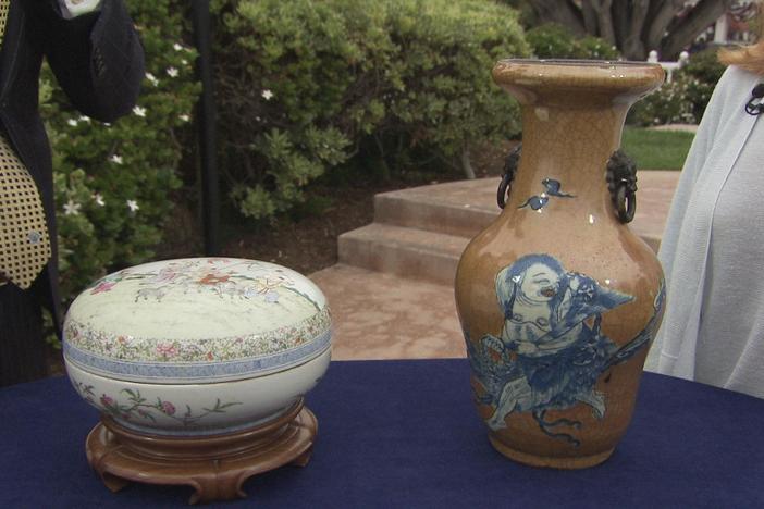 Appraisal: Chinese Republic Period Box & Qing Dynasty Vase