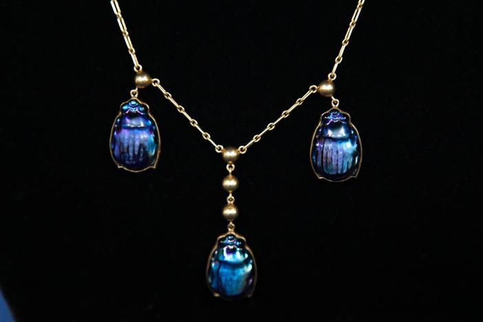 Tiffany Favrile Scarab Beetle Necklace, ca. 1916 from El Paso Hour 3.