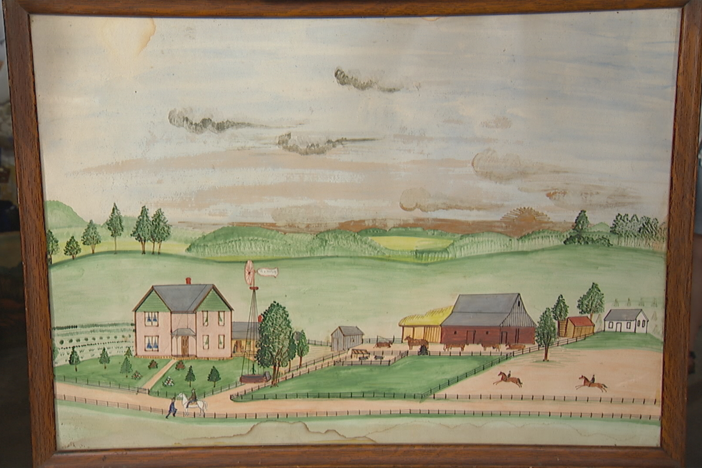Appraisal: Paul Seifert Folk Art Farm Painting, ca. 1903, from Green Bay Hour 3