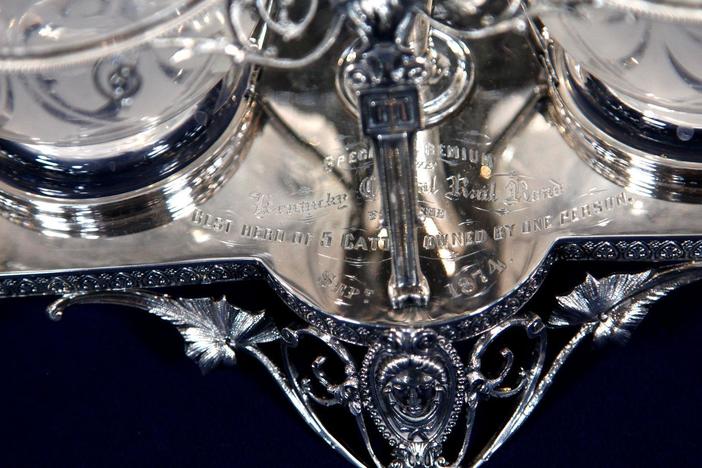 Appraisal: Silver & Glass Decanter Set, ca. 1874, from Billings Hour 1