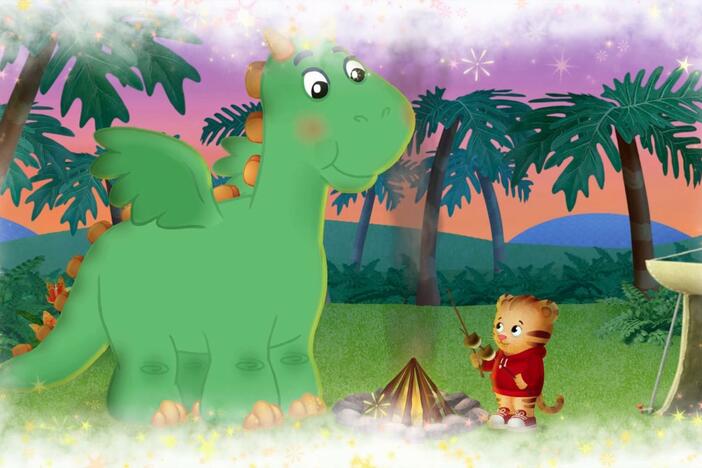 Daniel makes believe he has a dragon pal to play with! 