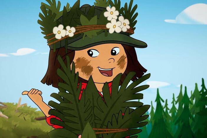 A family of beavers diverts water into Trini's garden. / Trini goes for her first badge.