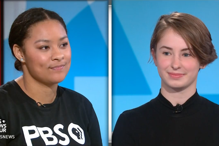 Students Ceilidh Kern and Jaylah Ross join Judy Woodruff to discuss why they walked out.