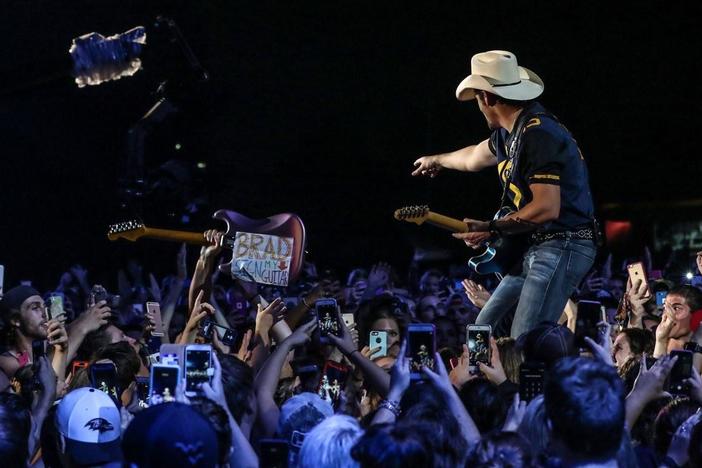 Brad Paisley performs Country Nation at West Virginia University's Mountaineer Field. 